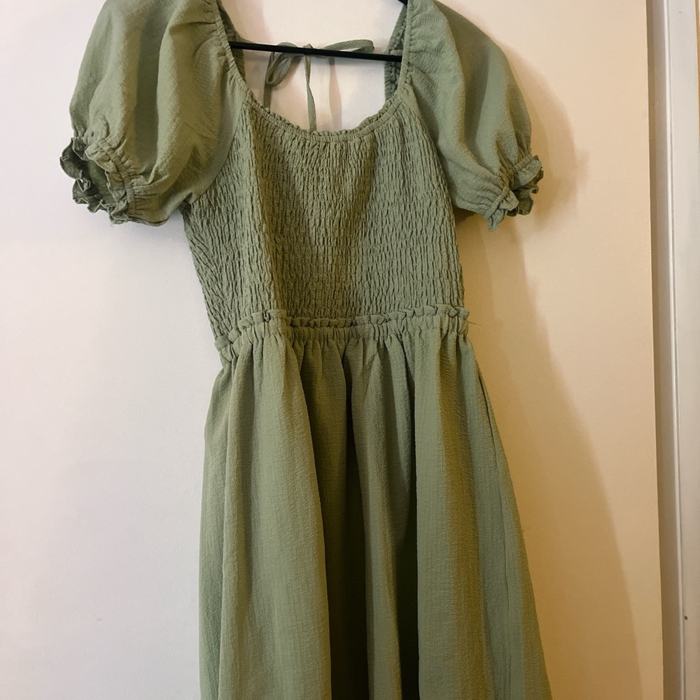 Altar'd State Green Puff Sleeve Sundress